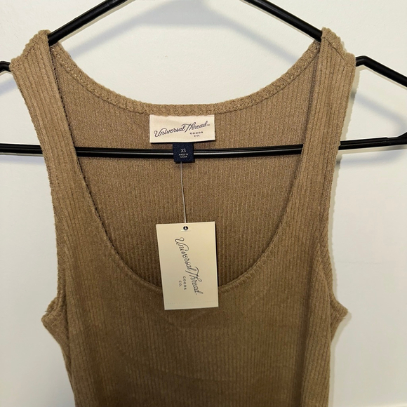 Women's Universal Thread Ribbed Tank Dress Brown Size XS Maxi Tan NEW NWT scoop - Picture 2 of 12